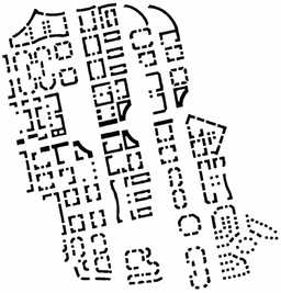 Perimeter blocks on a 1997 masterplan for 3,000 homes on the site of the former Ravenscraig steelworks in North Lanarkshire, Scotland